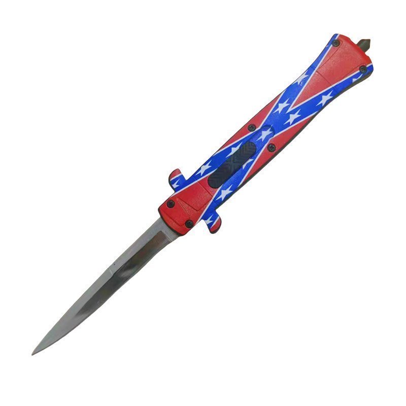 9 Inch Italian Stiletto Knife – OTF Automatic (Flag Handle)