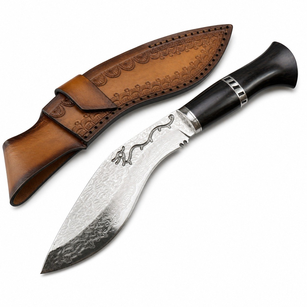 Shennongjia Dragon Pattern Damascus Kukri Knife