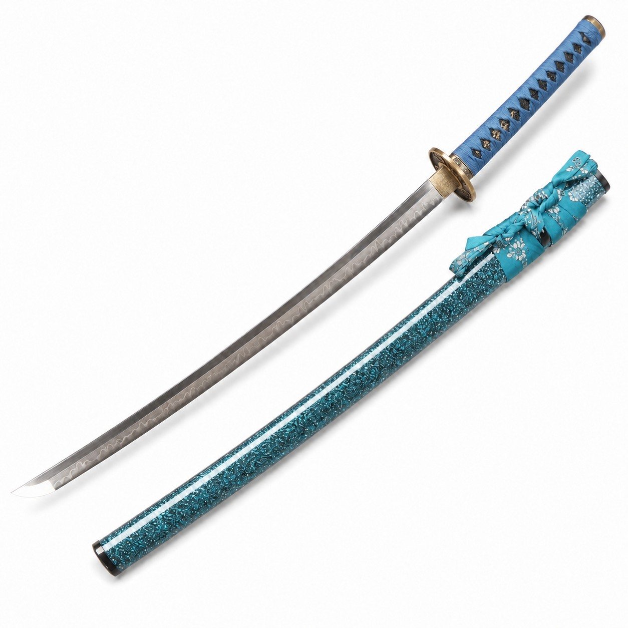 Ręcznie robiony niebieski n&oacute;ż ze stałym ostrzem Ghost Commander Samurai
