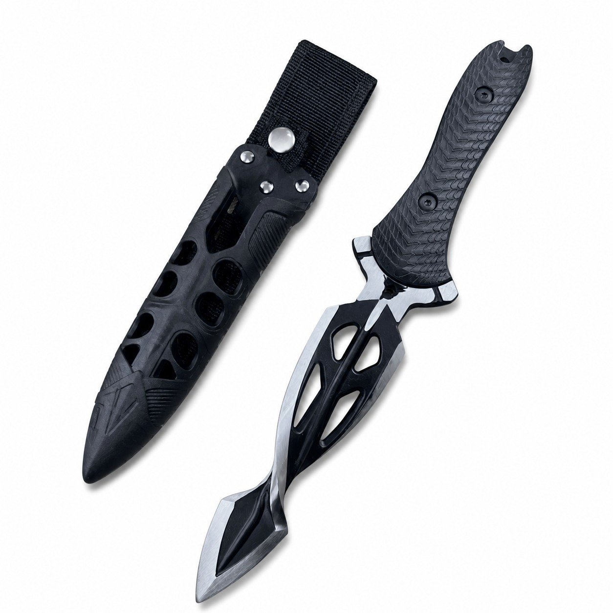 Combined With Spiral Flat Spines Fixed Blade Knife